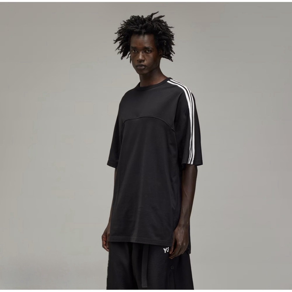 Y-3 Adidas Yohji Yamamoto 3-Stripes SS Tee Black Cotton Oversized Mens XS Unisex